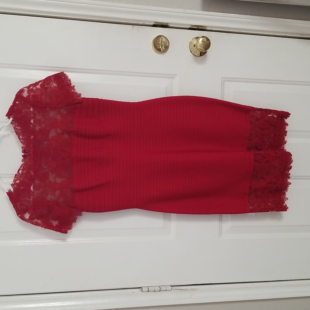 Tadashi Shoji Red Lace Dress - Women's Size Small